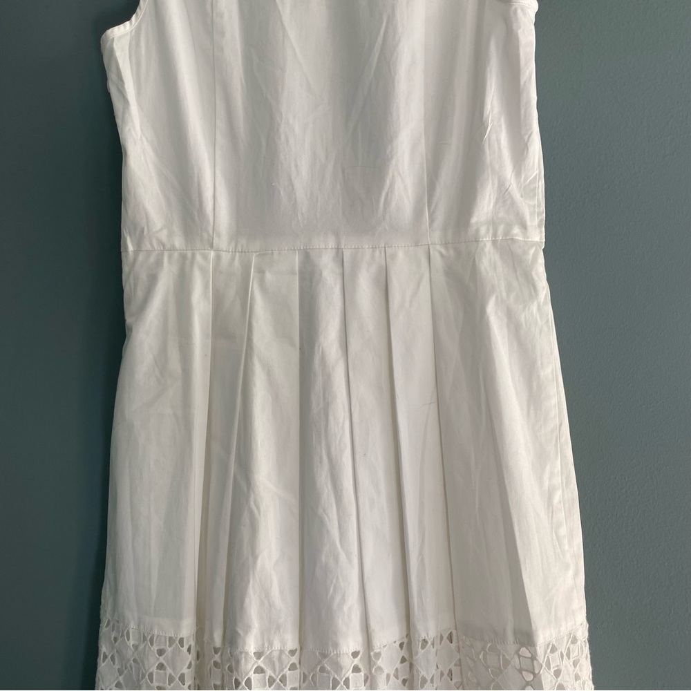 Ann Taylor White Eyelet Shirt Dress Sleeveless Button Down Sz 0 - Picture 8 of 11